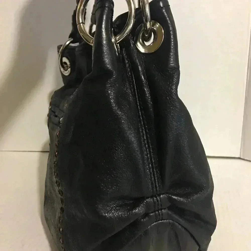 B. Makowsky Black leather hobo leather